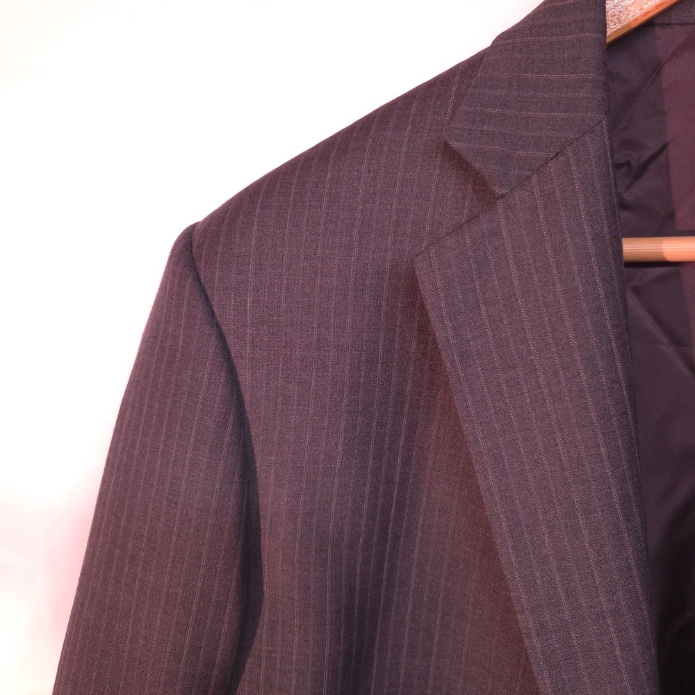 Brooks Brothers 1818 Madison Saxon Wool Pinstripe Blazer Charcoal Grey Mens 44L - Picture 2 of 14